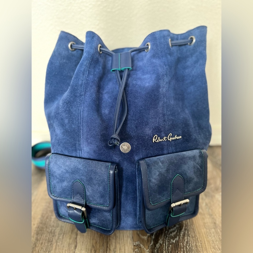 Robert Graham Suede Blue Rucksack - Picture 9 of 13